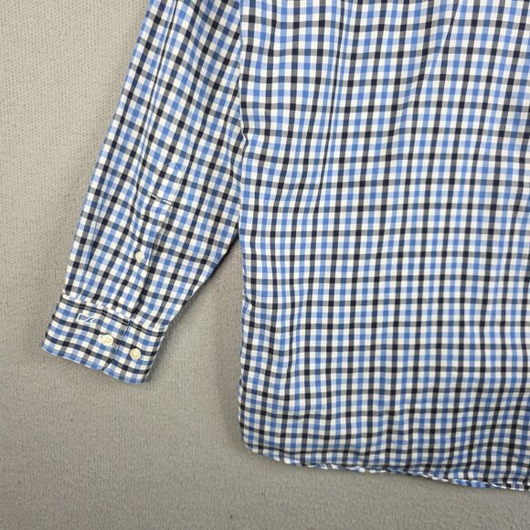 Cutter And Buck Shirt Mens Size LT Blue Gingham Grid Stitch Button Down Classic - Picture 6 of 13